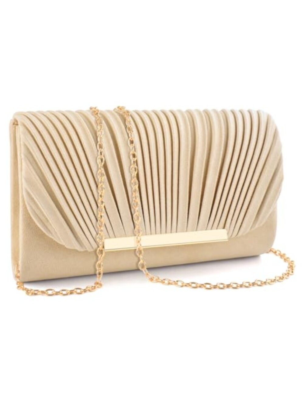 Velvet Faux Suede Envelope Clutch with Chain Crossbody Shoulder Bag